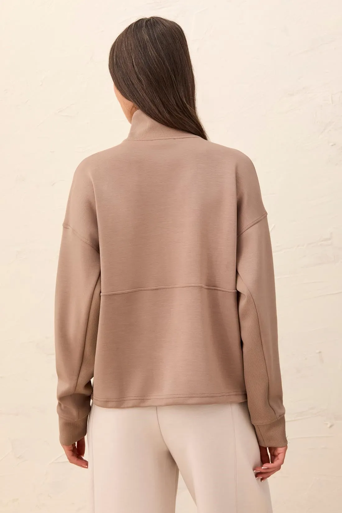 TECHNO LUX Quarter-Zip Funnel Neck Pullover-Fossil sold by Tribal product image thumbnail 2