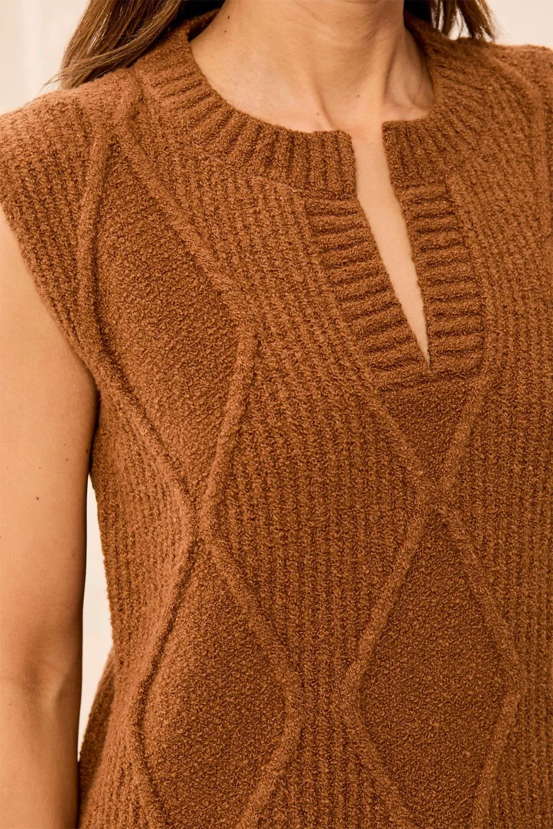 Soft Split Crew Neck Sleeveless Sweater-Hazelwood sold by Tribal product image thumbnail 2