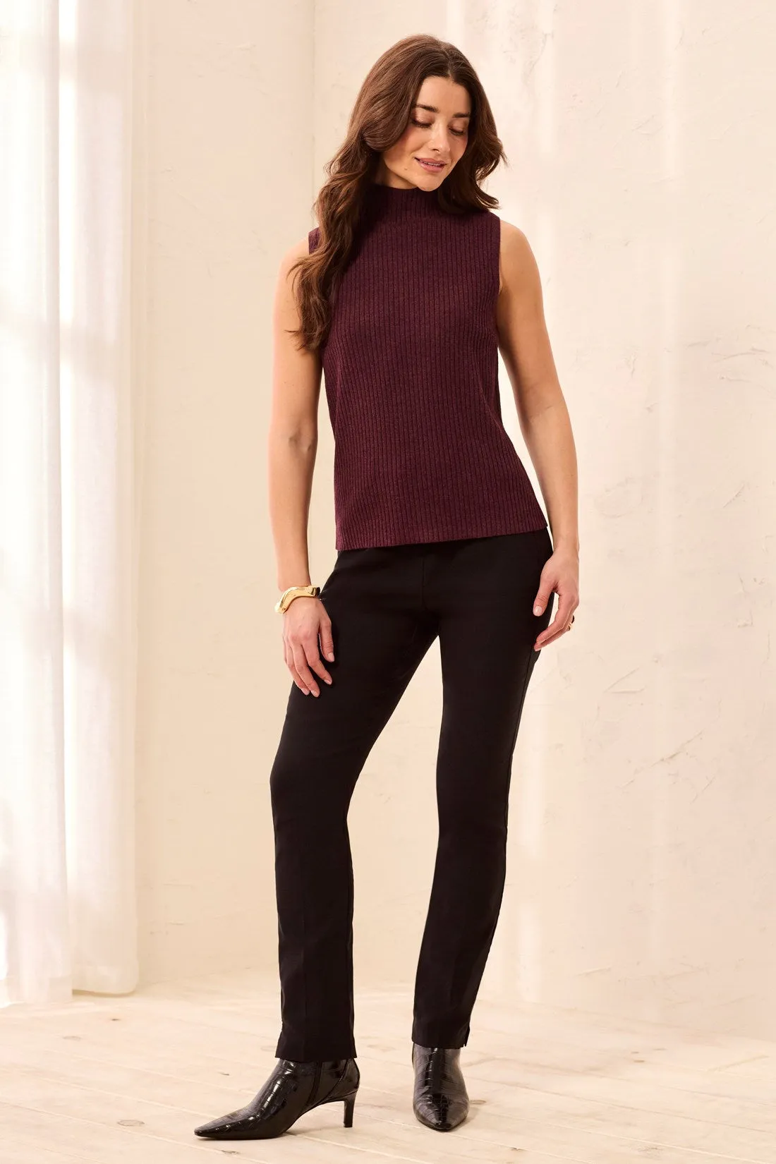 Ribbed Funnel Neck Sleeveless Knit Tank-H fudge sold by Tribal product image thumbnail 4