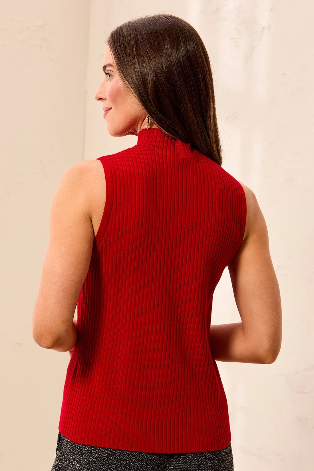 Ribbed Funnel Neck Sleeveless Knit Tank-Chilipepper sold by Tribal product image thumbnail 2