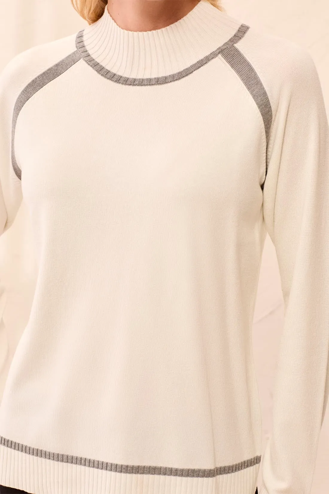 Soft Long Sleeve Mock Neck Raglan Sweater-Cream sold by Tribal product image thumbnail 3