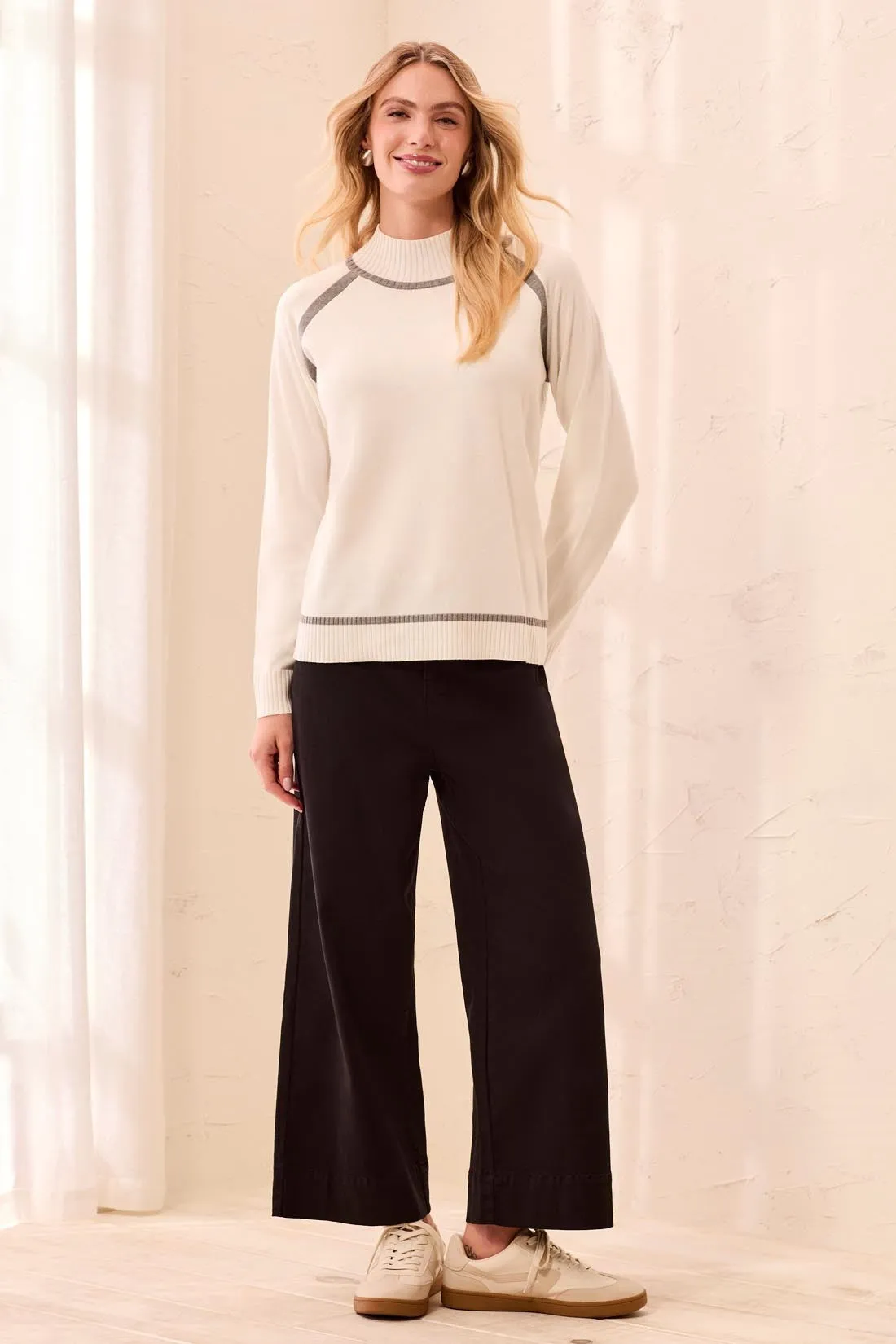 Soft Long Sleeve Mock Neck Raglan Sweater-Cream sold by Tribal product image thumbnail 4