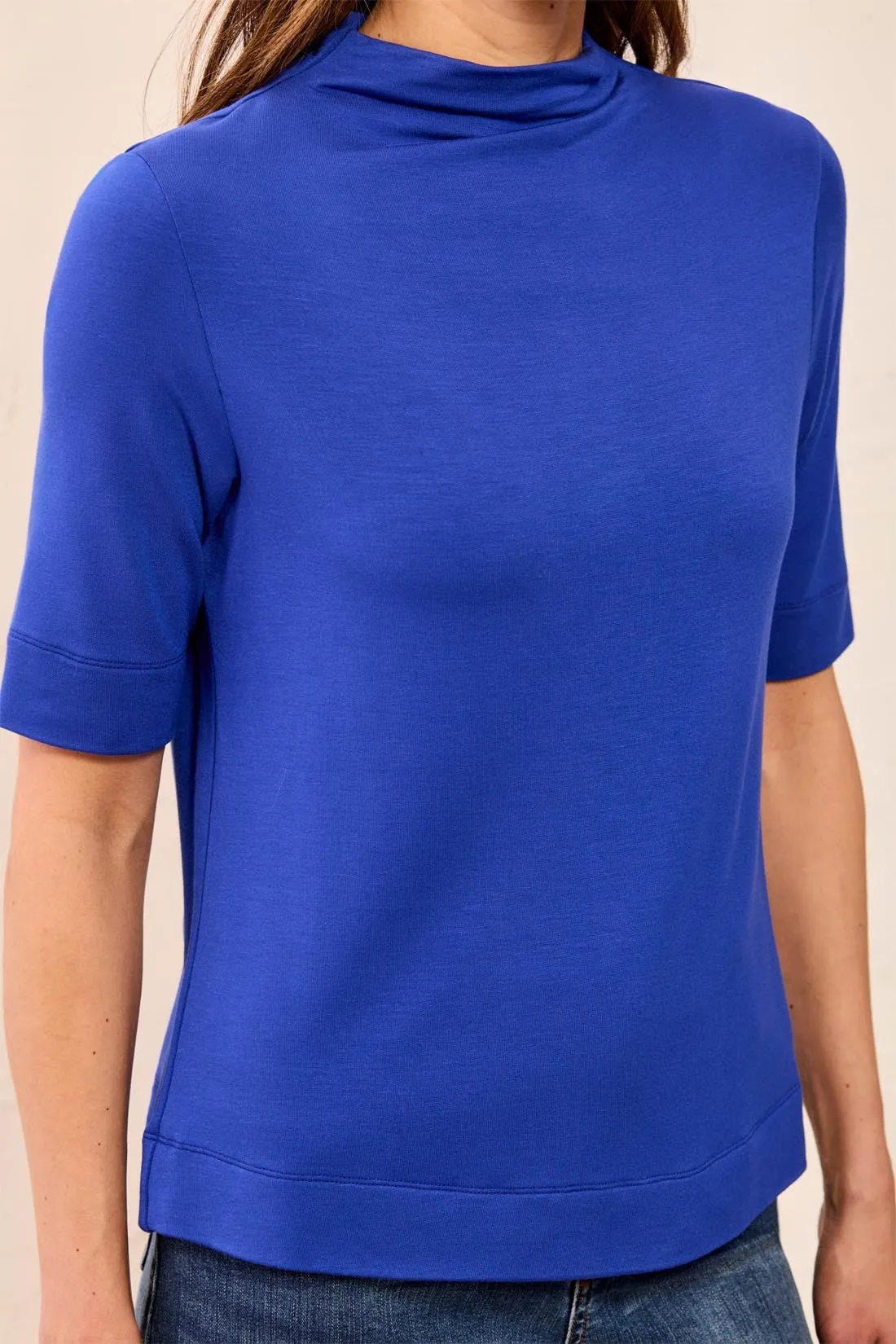 Funnel Neck Elbow Sleeve Soft Knit Top-Electric blue sold by Tribal product image thumbnail 4