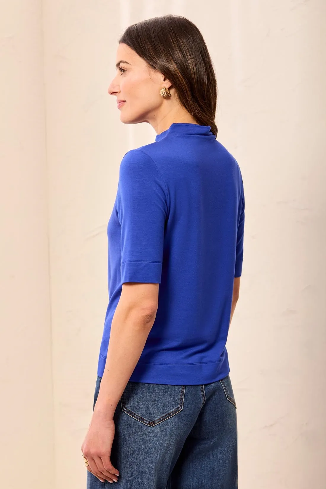 Funnel Neck Elbow Sleeve Soft Knit Top-Electric blue sold by Tribal product image thumbnail 3