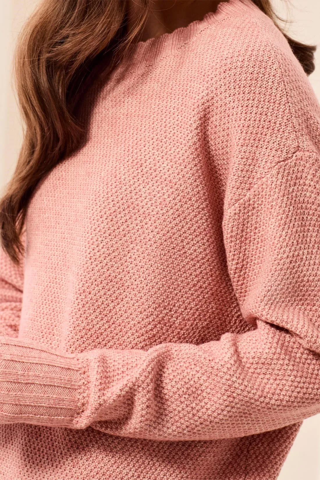 Textured Crew Neck High-Low Sweater-H macaron sold by Tribal product image thumbnail 2