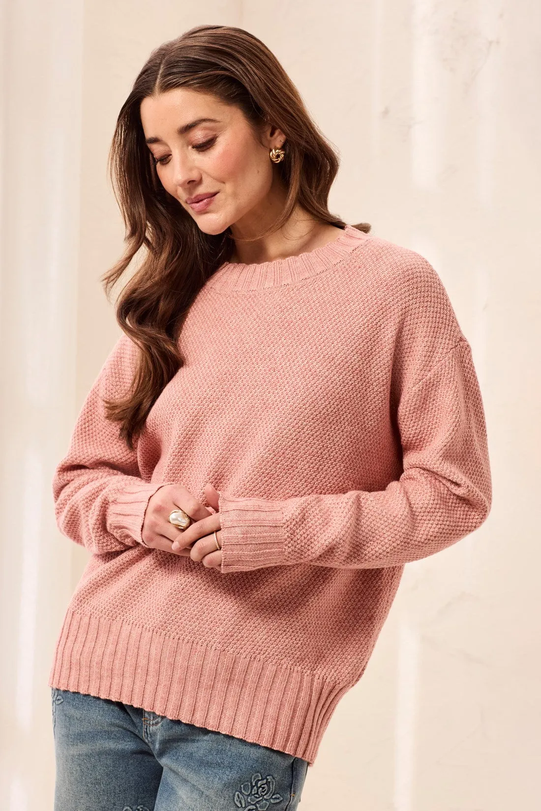 Textured Crew Neck High-Low Sweater-H macaron sold by Tribal product image thumbnail 3