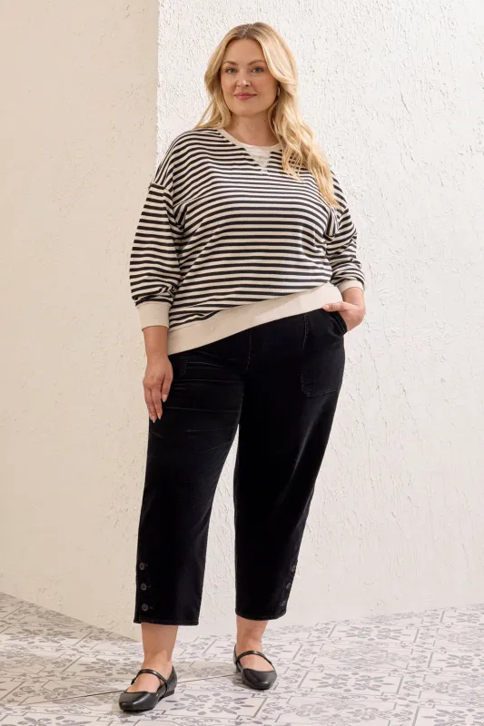 Size Inclusive Fly-Front Ankle Pants With Button Vent-Black made by Tribal