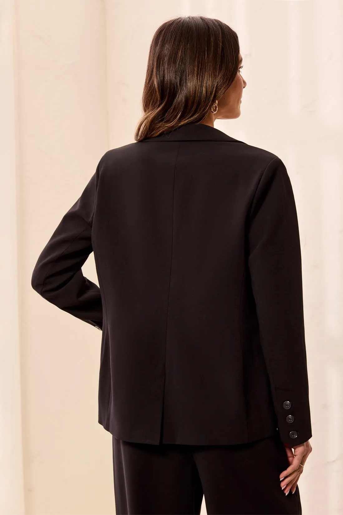 Signature Luxury Twill Single-Breasted Tailored Blazer-Black sold by Tribal product image thumbnail 3