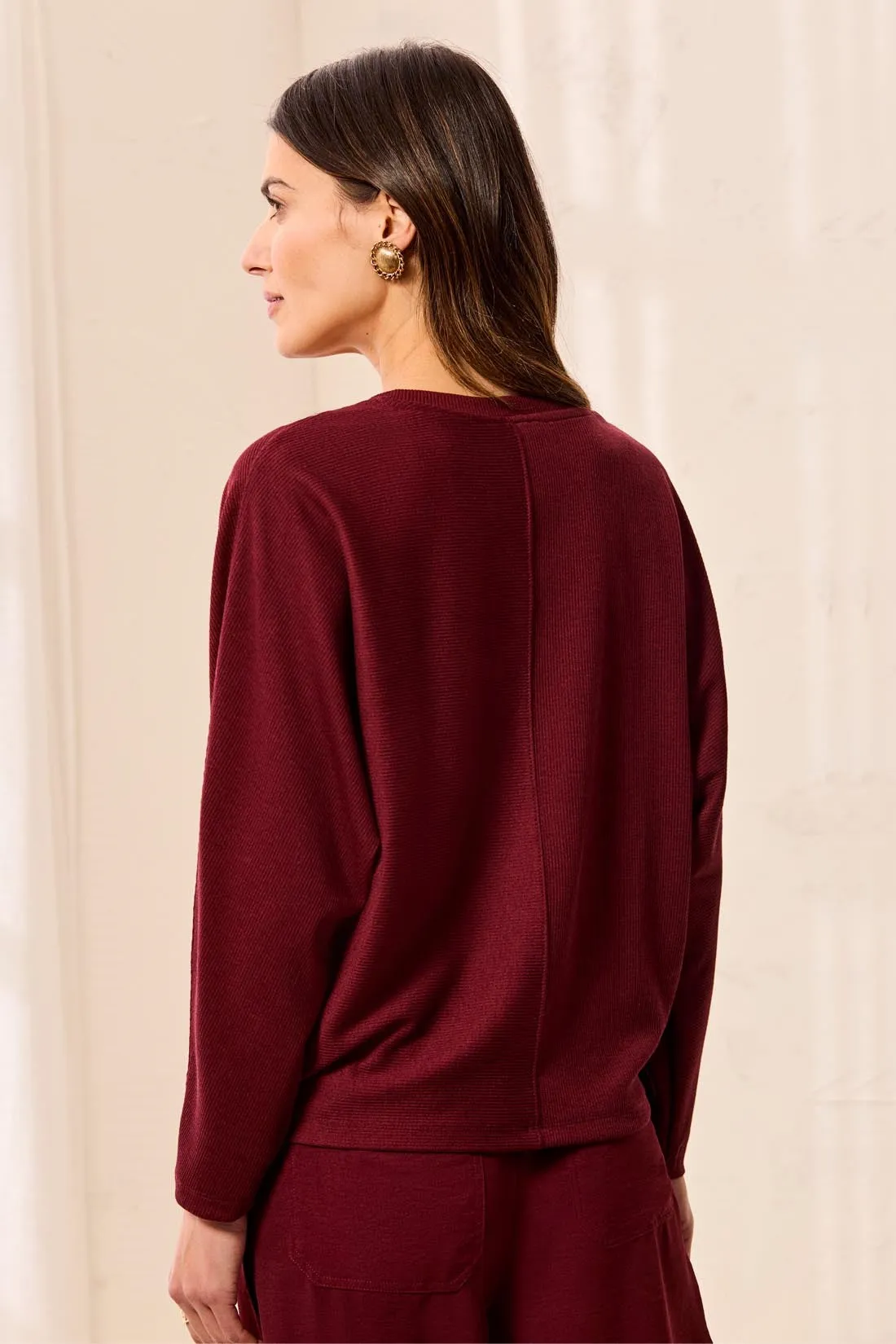 Ottoman Stretch Dolman V-Neck Knit Sweater-Cherrylacquer sold by Tribal product image thumbnail 4