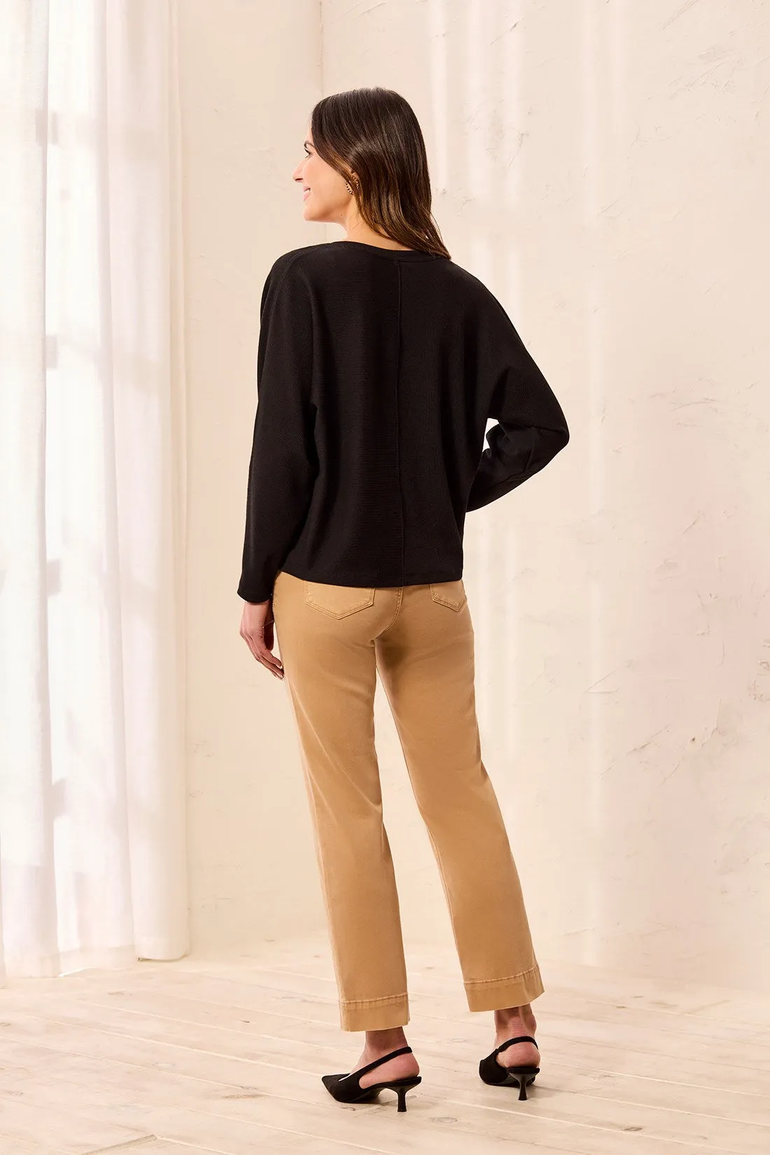 Ottoman Stretch Dolman V-Neck Knit Sweater-Black sold by Tribal product image thumbnail 4