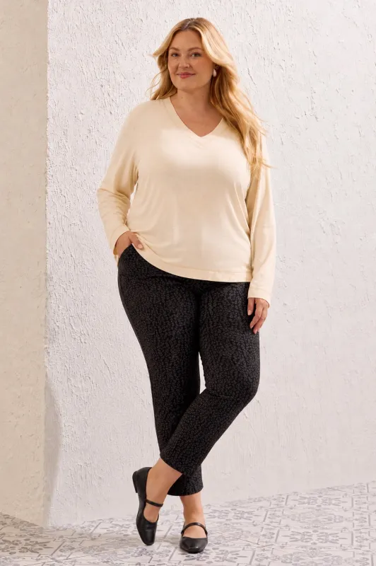 Size Inclusive Long Sleeve Classic V-Neck Top-Moonstone made by Tribal