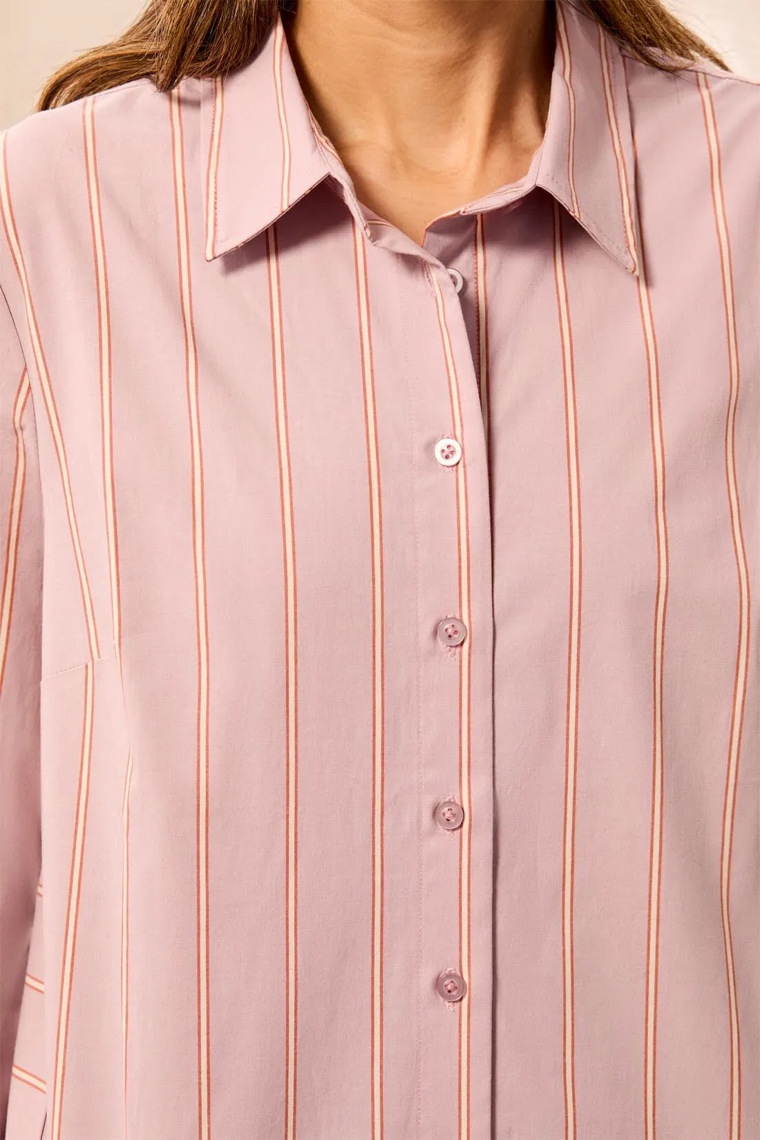 Striped Stretch Poplin Long Sleeve Button Front Shirt-Violetice sold by Tribal product image thumbnail 3
