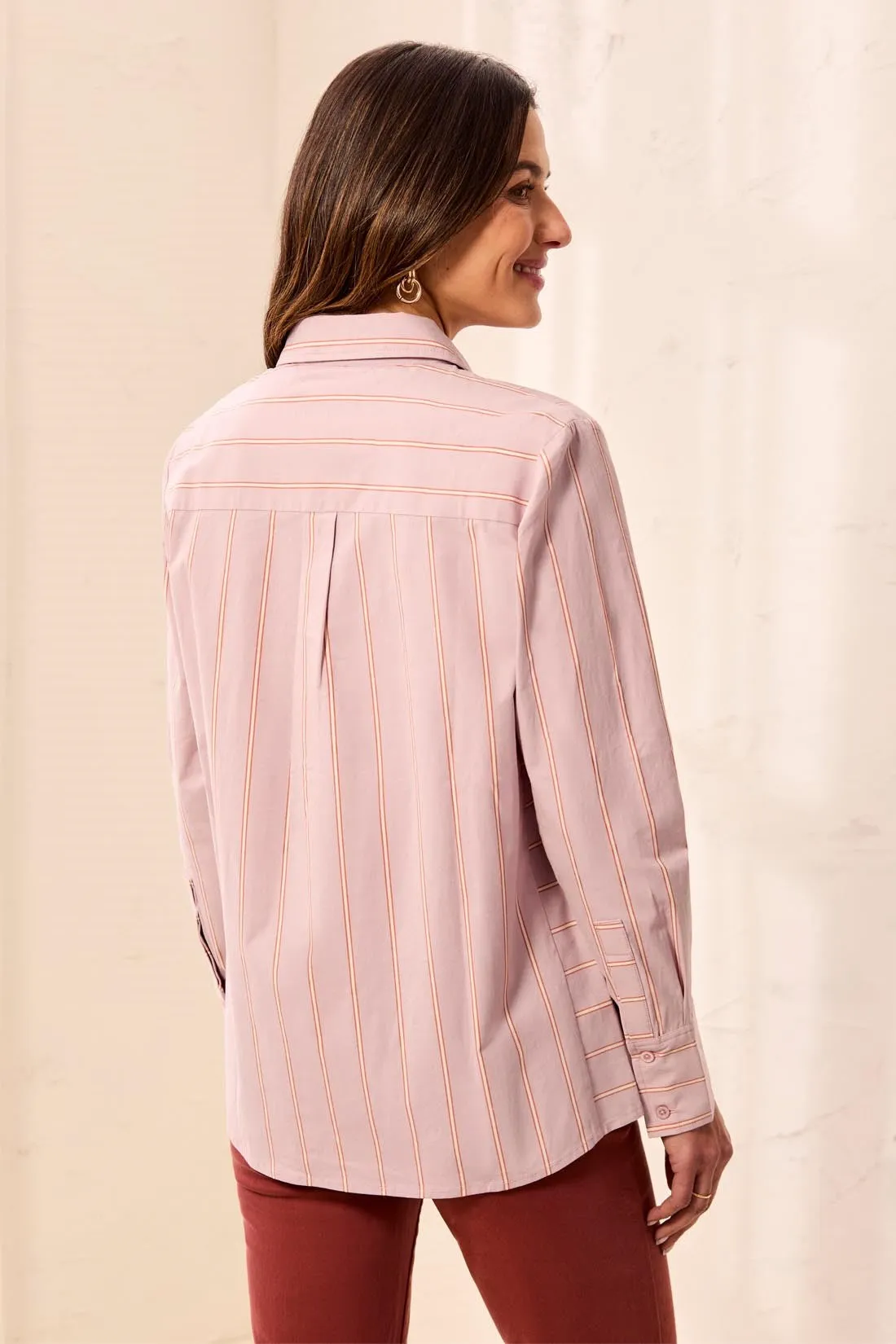 Striped Stretch Poplin Long Sleeve Button Front Shirt-Violetice sold by Tribal product image thumbnail 2