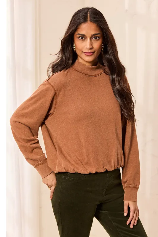 Bubble French Terry Crew Neck Long Sleeve Knit Top-Hazelwood made by Tribal