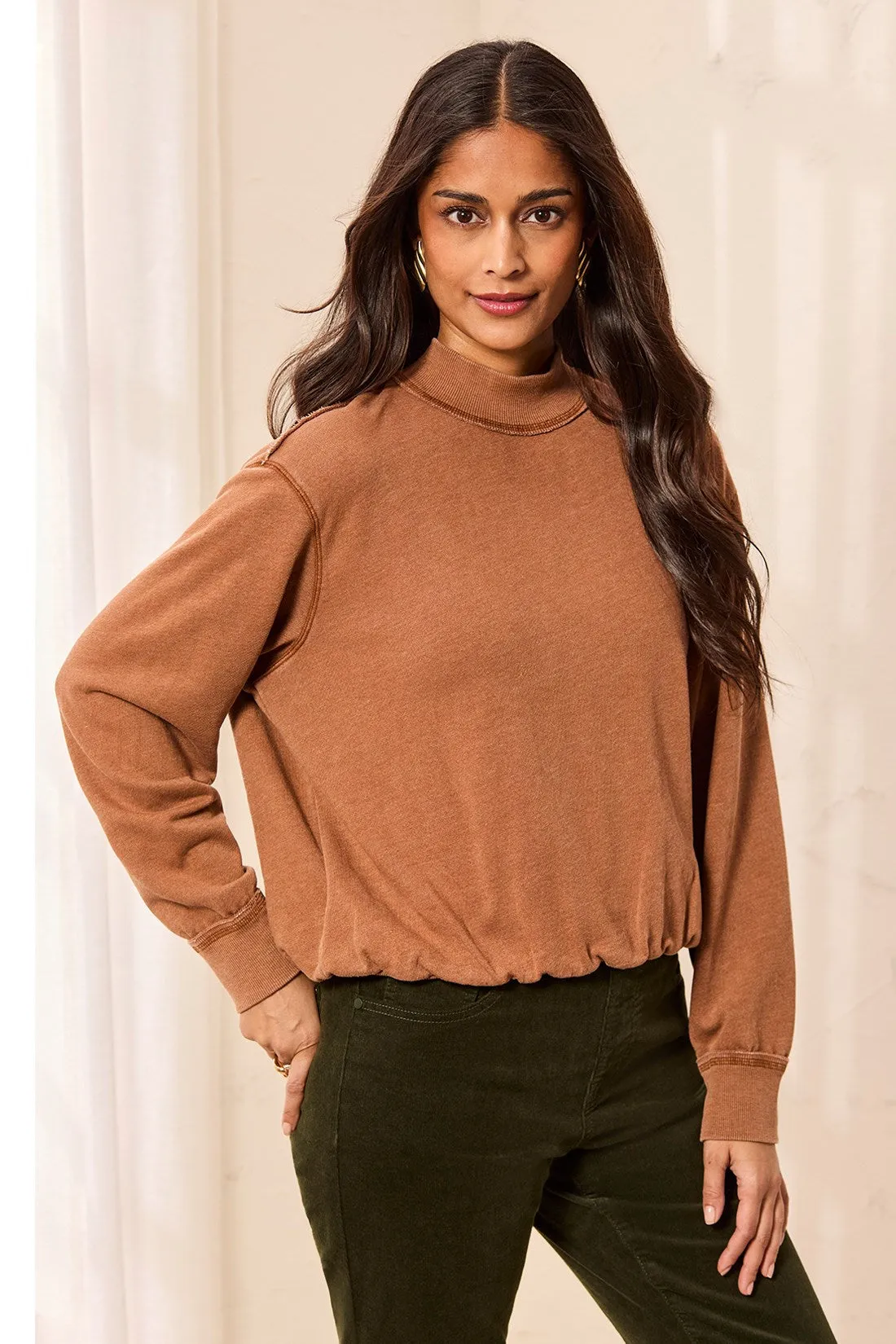 Bubble French Terry Crew Neck Long Sleeve Knit Top-Hazelwood sold by Tribal