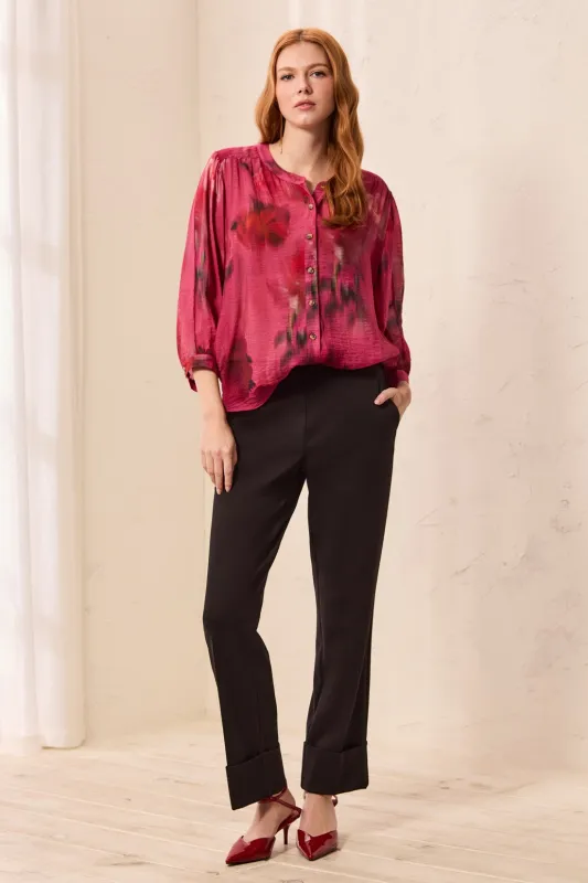 Signature Luxury Twill Straight Leg Cuffed Pull-On Pants-Black made by Tribal
