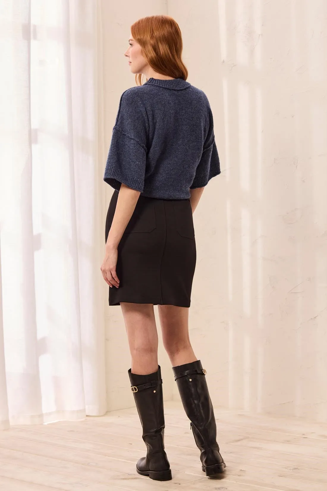 Signature Luxury Twill Pull-On Front Pockets Skirt-Black sold by Tribal product image thumbnail 3