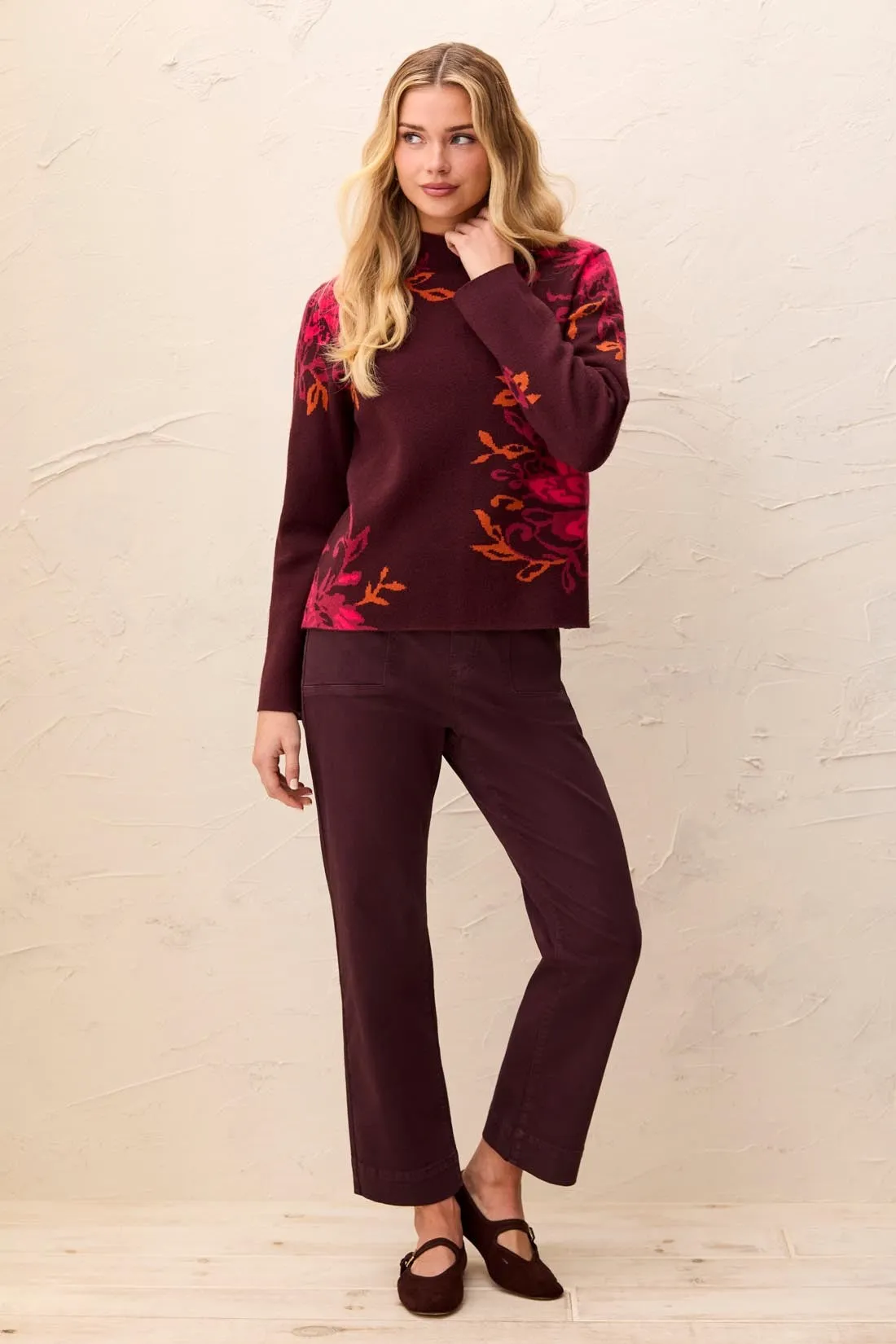 Double Knit Knit Funnel Neck Sweater Long Sleeve Sweater-Fudge sold by Tribal product image thumbnail 2