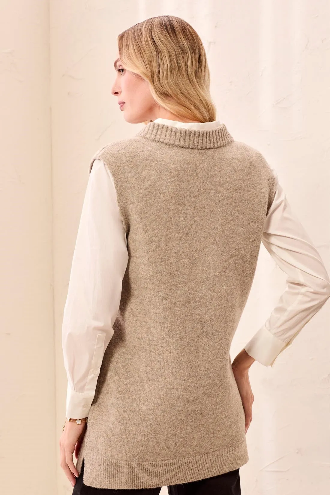 Sleeveless Tunic Knit Sweater Vest-Fossil sold by Tribal product image thumbnail 2