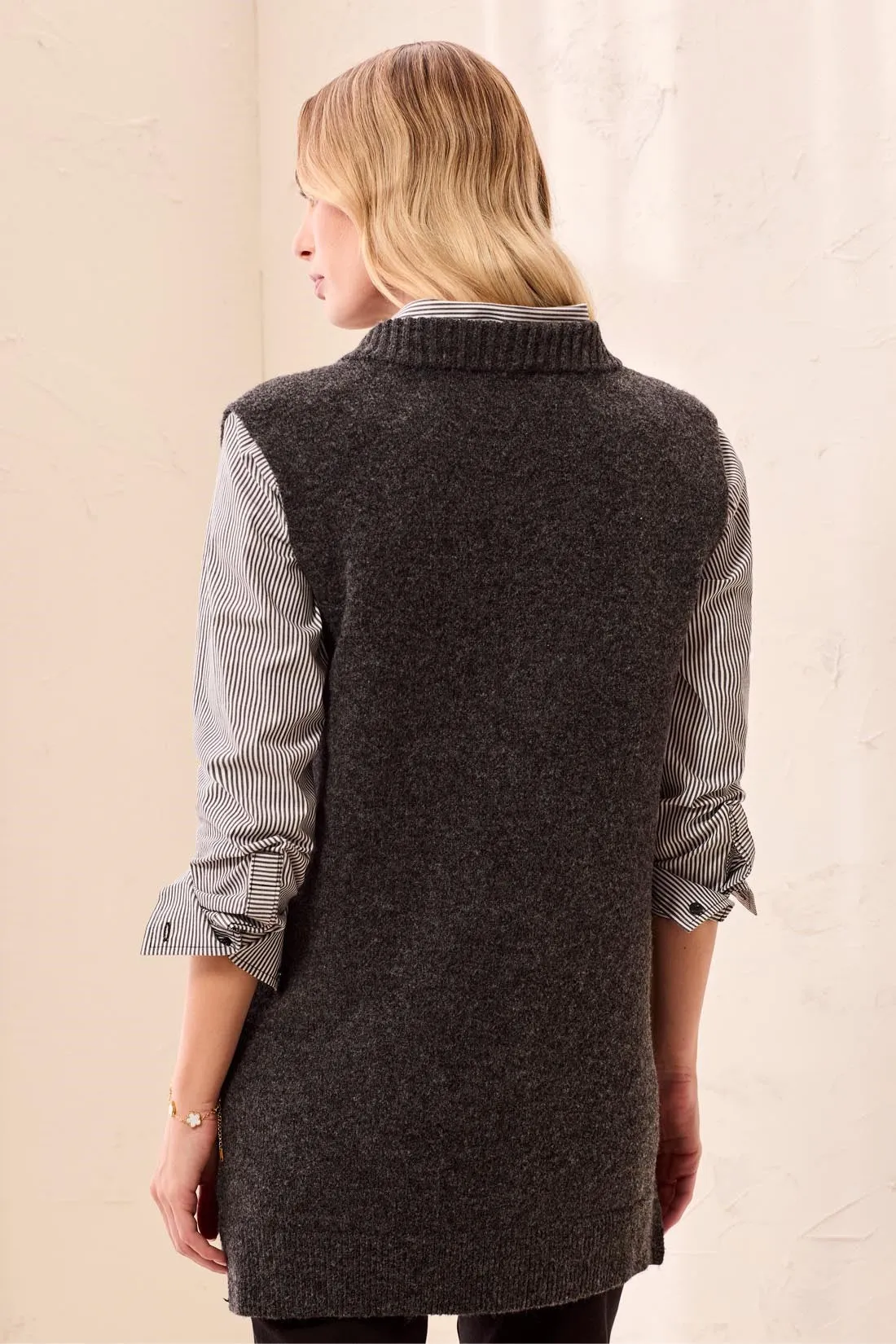Sleeveless Tunic Knit Sweater Vest-Charcoal sold by Tribal product image thumbnail 2