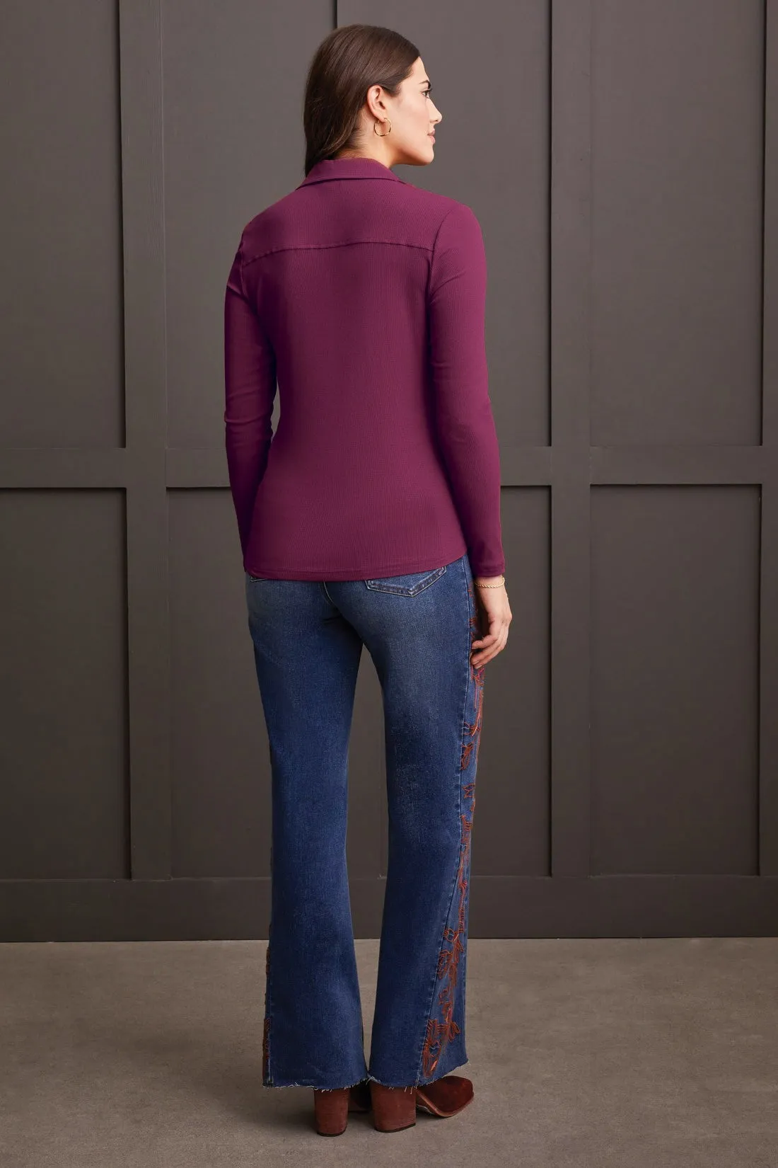 Soft Touch Mini Rib Button-Up Shirt-Port Wine sold by Tribal product image thumbnail 2