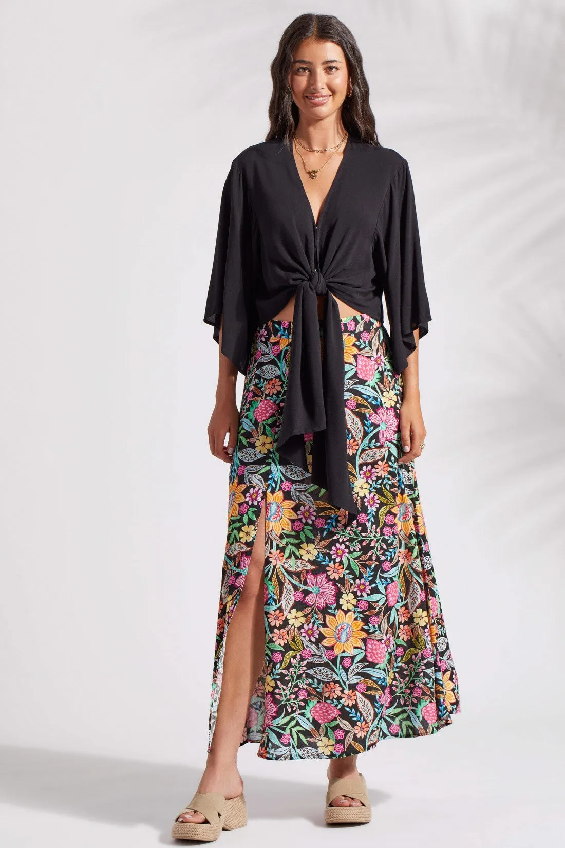 KIMONO TOP WITH FRONT TIE-Black sold by Tribal product image thumbnail 4