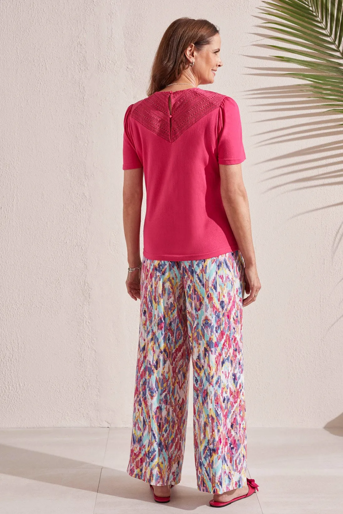 SHORT SLEEVE TOP WITH LACE DETAIL-Raspberry sold by Tribal product image thumbnail 4