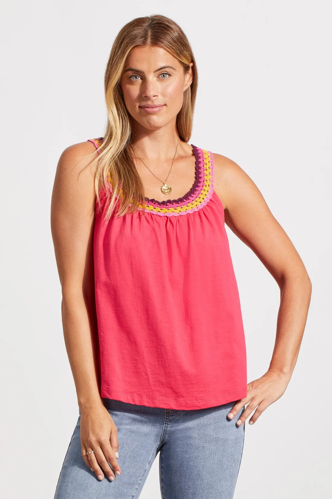 FLOWY CROCHET-NECK SLEEVELESS TOP-Fruitpunch sold by Tribal product image thumbnail 2