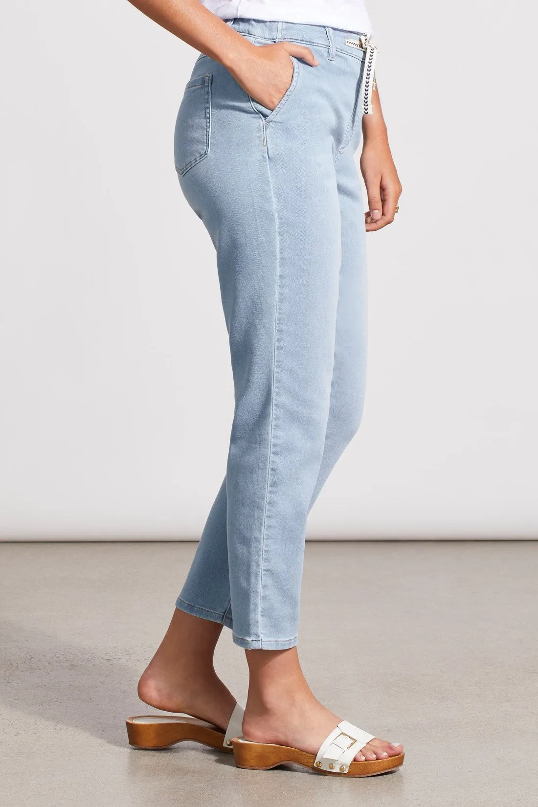 AUDREY DRAWCORD-WAIST KNIT DENIM JOGGERS-Tideblue sold by Tribal product image thumbnail 2