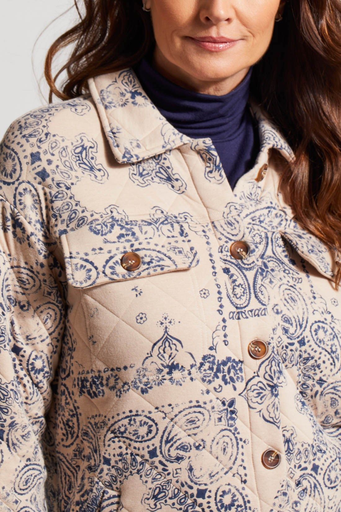 QUILTED PAISLEY SHACKET-Blue sky sold by Tribal product image thumbnail 3