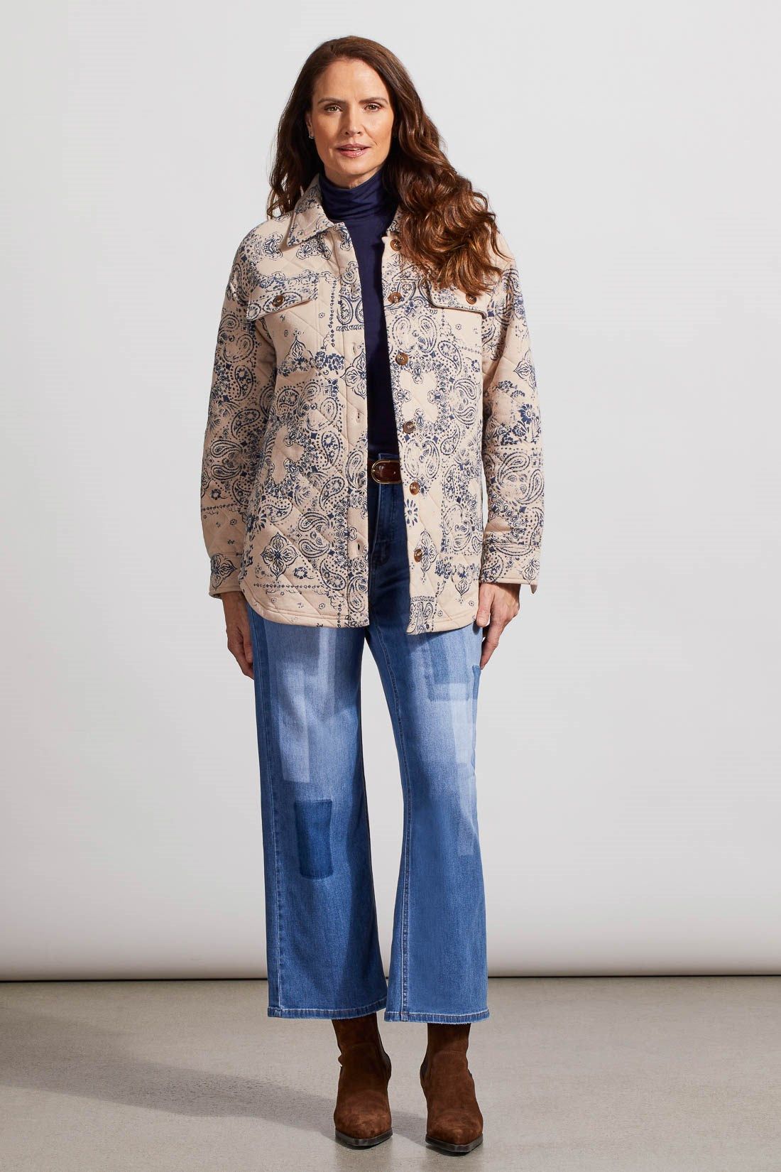 QUILTED PAISLEY SHACKET-Blue sky sold by Tribal