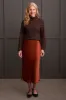 Pull-On Midi Skirt With Elastic Waist-Marsala sold by Tribal