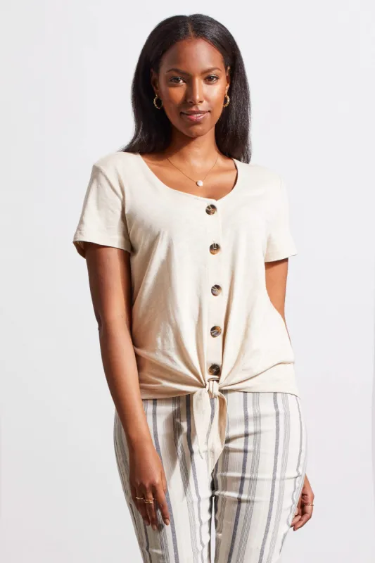 BUTTON KNOT-HEM TOP-Frenchoak sold by Tribal