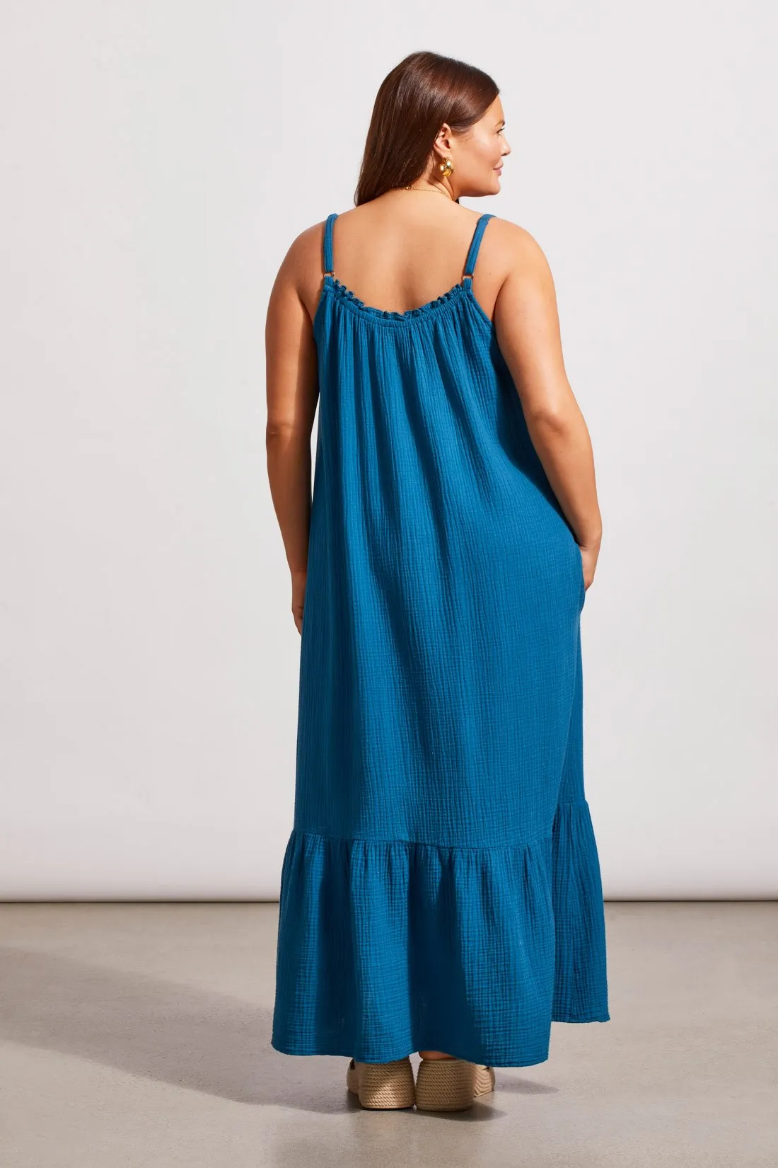 COTTON GAUZE MAXI DRESS WITH FRILLS AND POCKETS-Oceanside sold by Tribal product image thumbnail 3