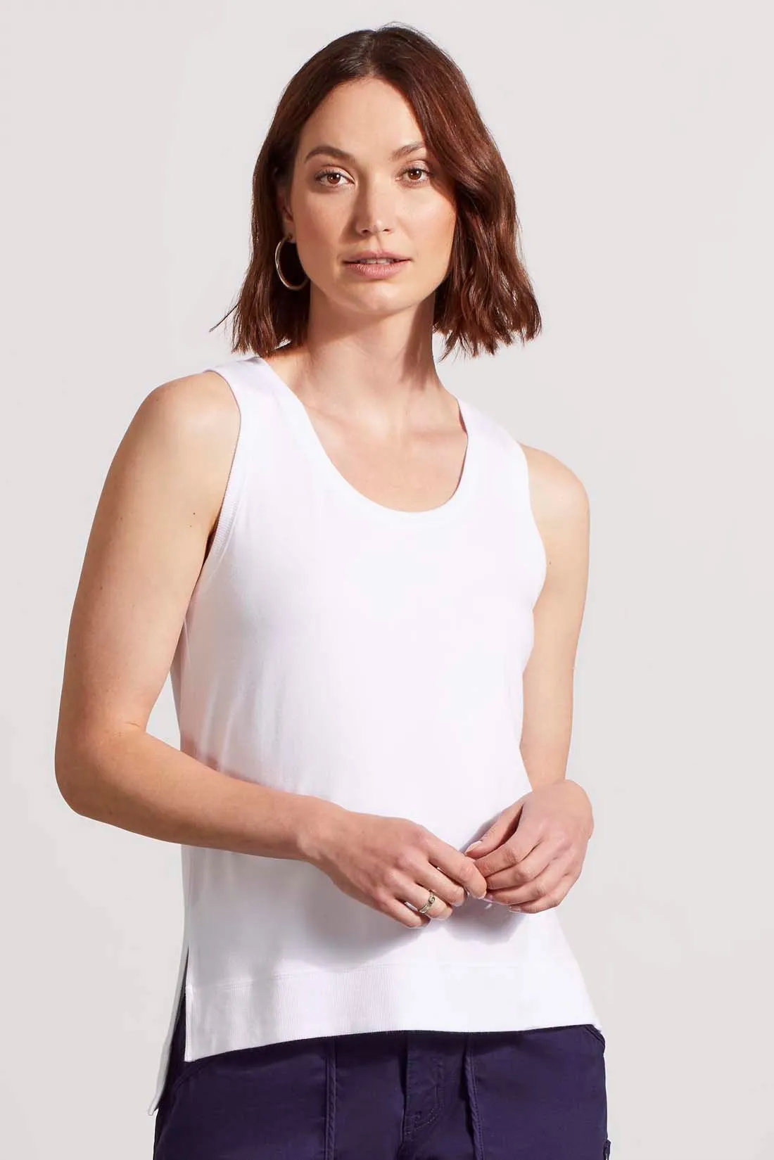 HIGH-LOW TANK TOP-White sold by Tribal
