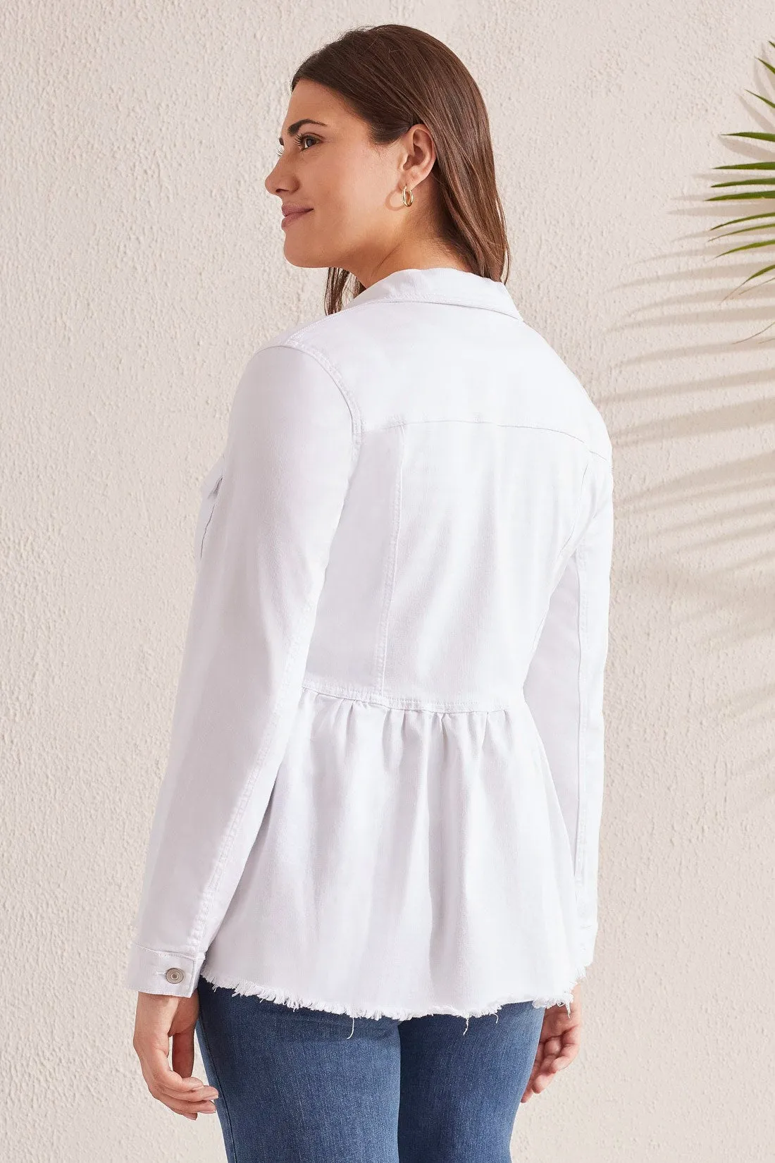 PEPLUM DENIM JACKET WITH POCKETS-White sold by Tribal product image thumbnail 4