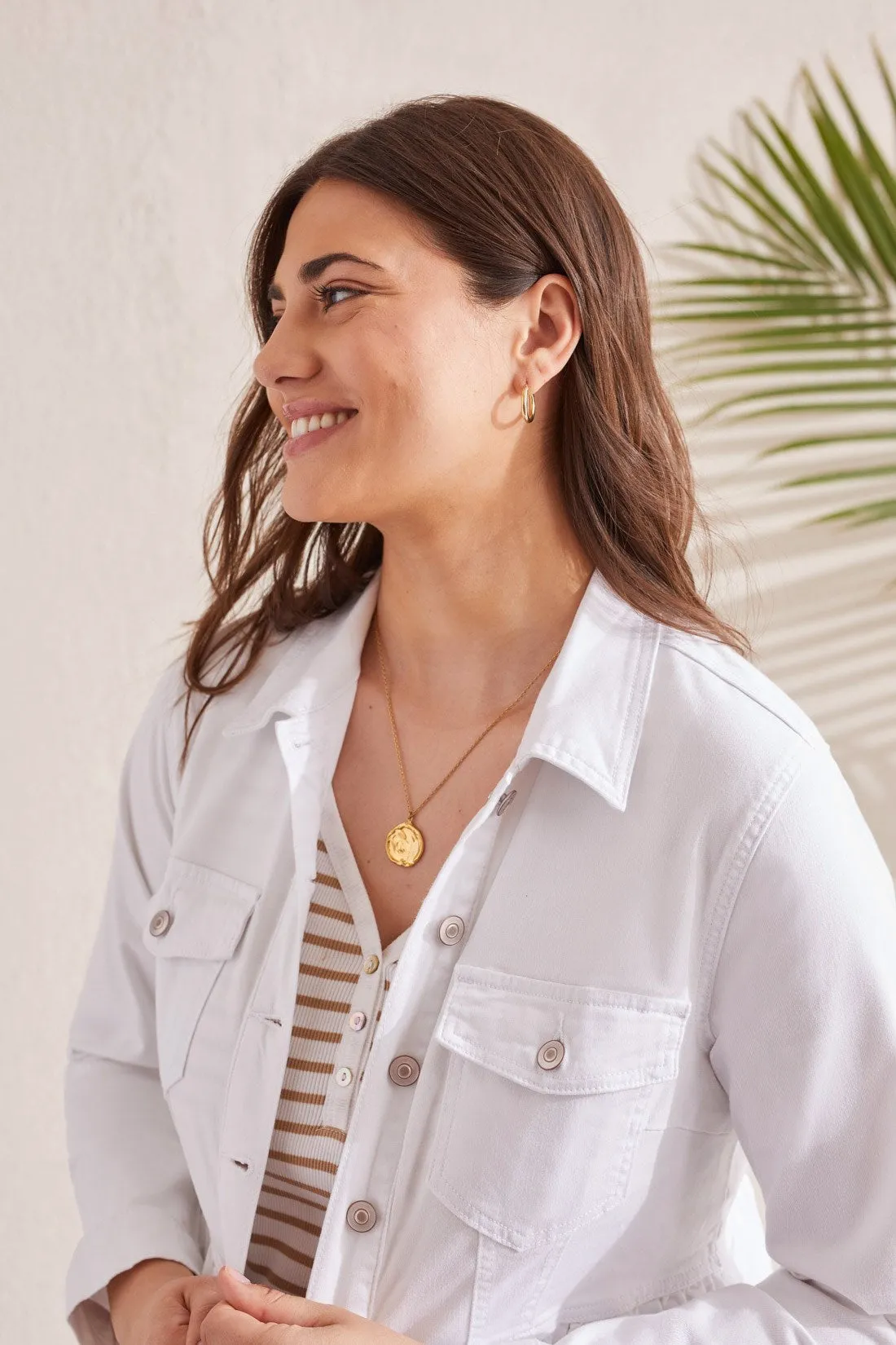 PEPLUM DENIM JACKET WITH POCKETS-White sold by Tribal product image thumbnail 3