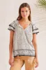 PRINTED FLUTTER-SLEEVE BLOUSE-Frenchoak sold by Tribal