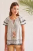 PRINTED FLUTTER-SLEEVE BLOUSE-Frenchoak sold by Tribal