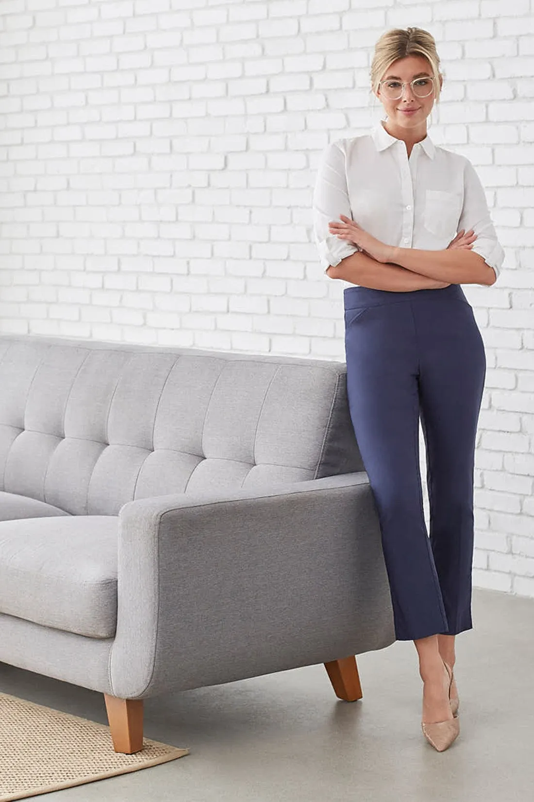 Performance Stretch Flatten It® Slimming Ankle Pants-Deepblue sold by Tribal