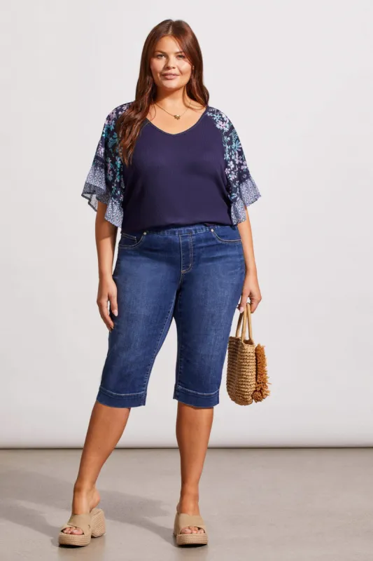 AUDREY PULL-ON CAPRI WITH SIDE SLITS-Realblue made by Tribal