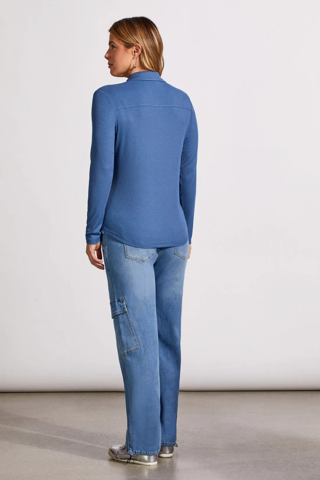 SOFT TOUCH MINI RIB BUTTON-UP SHIRT-Blue jay sold by Tribal product image thumbnail 3