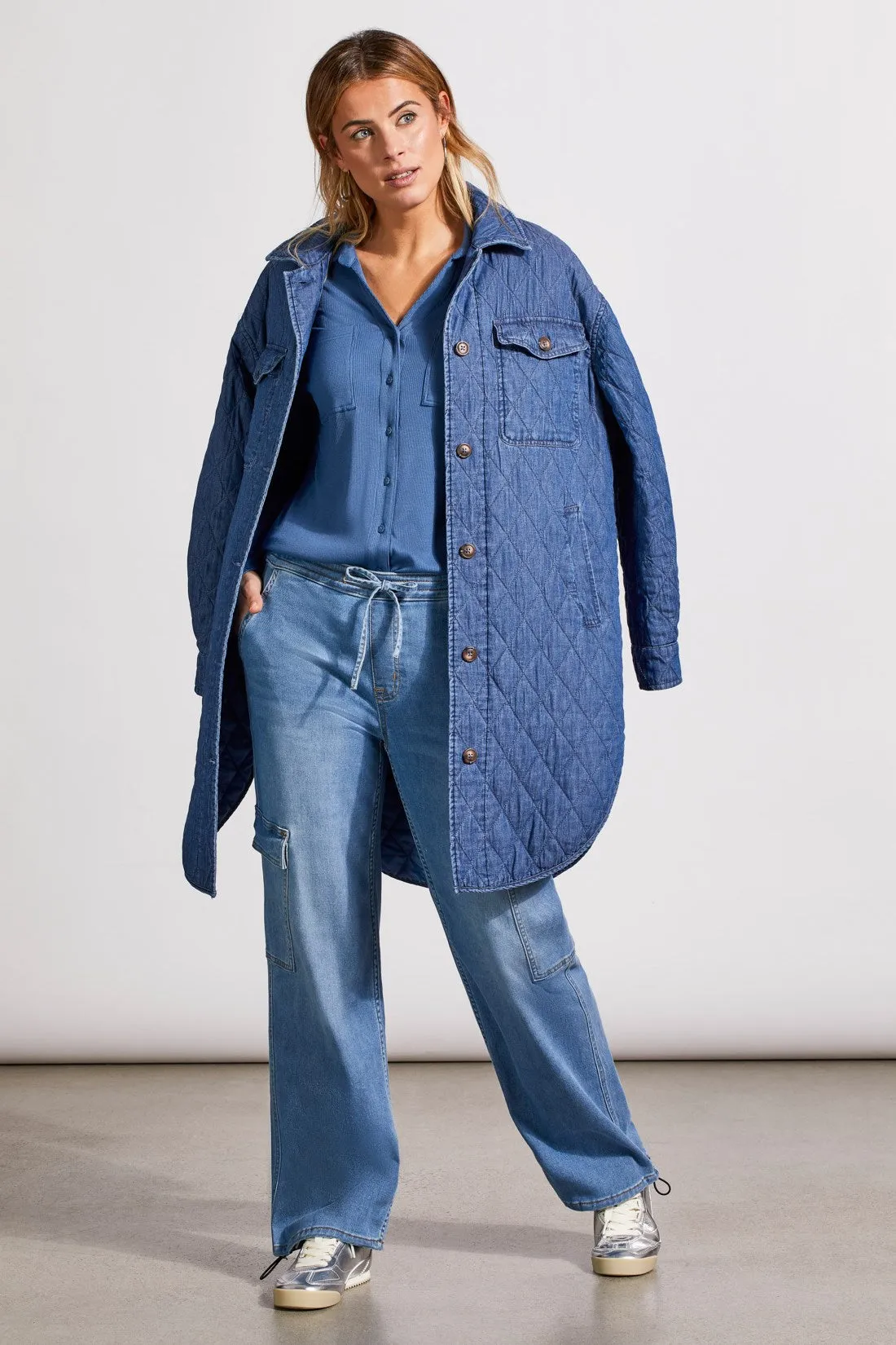 SOFT TOUCH MINI RIB BUTTON-UP SHIRT-Blue jay sold by Tribal product image thumbnail 4