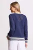 OPEN-KNIT COTTON CREWNECK SWEATER-Jet blue sold by Tribal