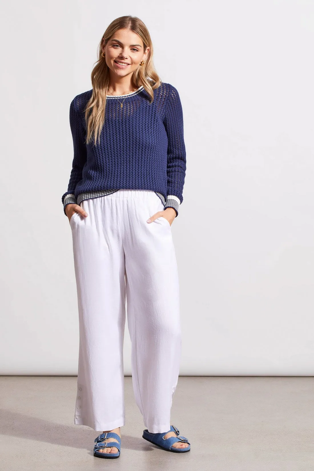 OPEN-KNIT COTTON CREWNECK SWEATER-Jet blue sold by Tribal product image thumbnail 2