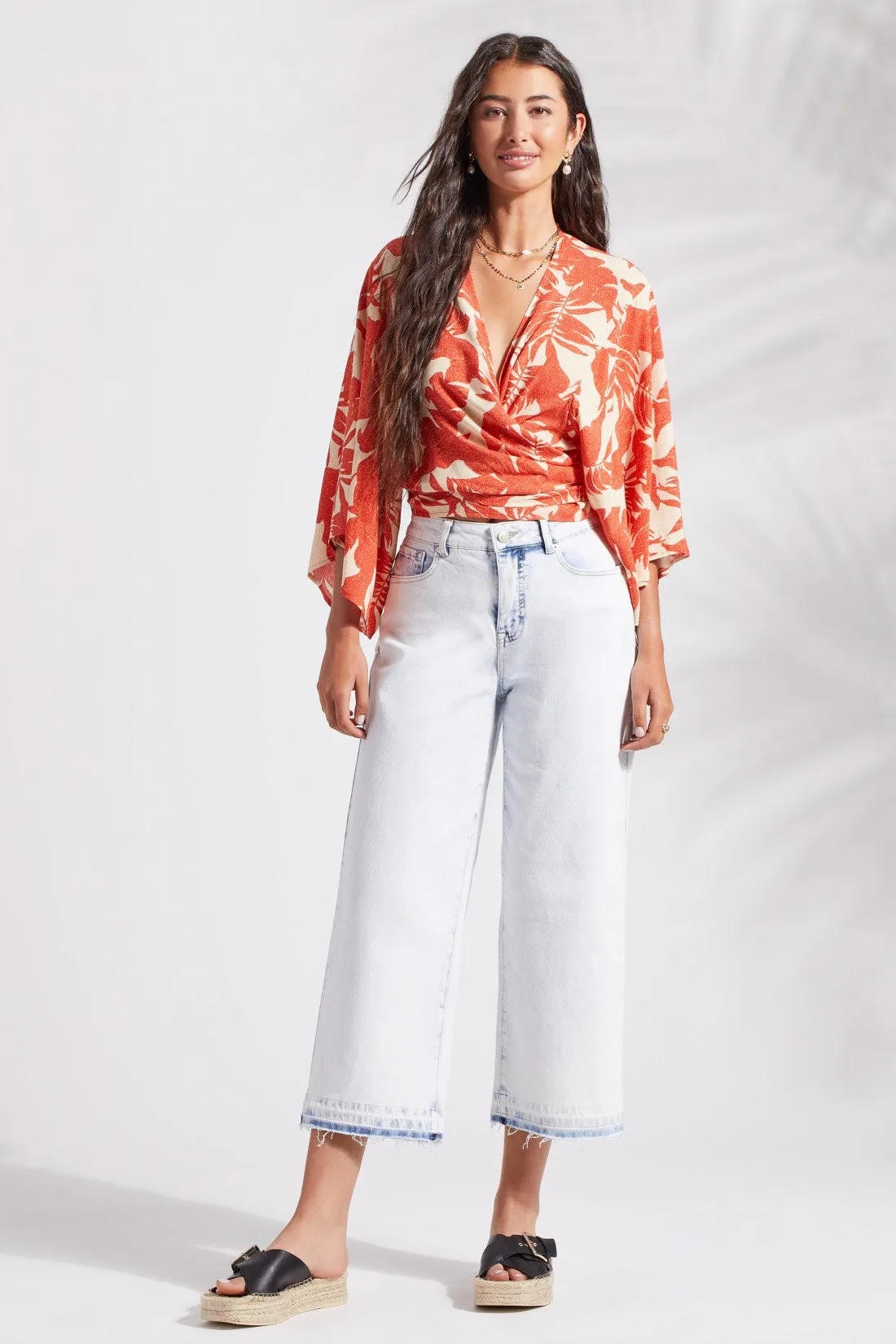 BROOKE HIGH RISE WIDE LEG CROP JEANS-Blue white sold by Tribal product image thumbnail 2