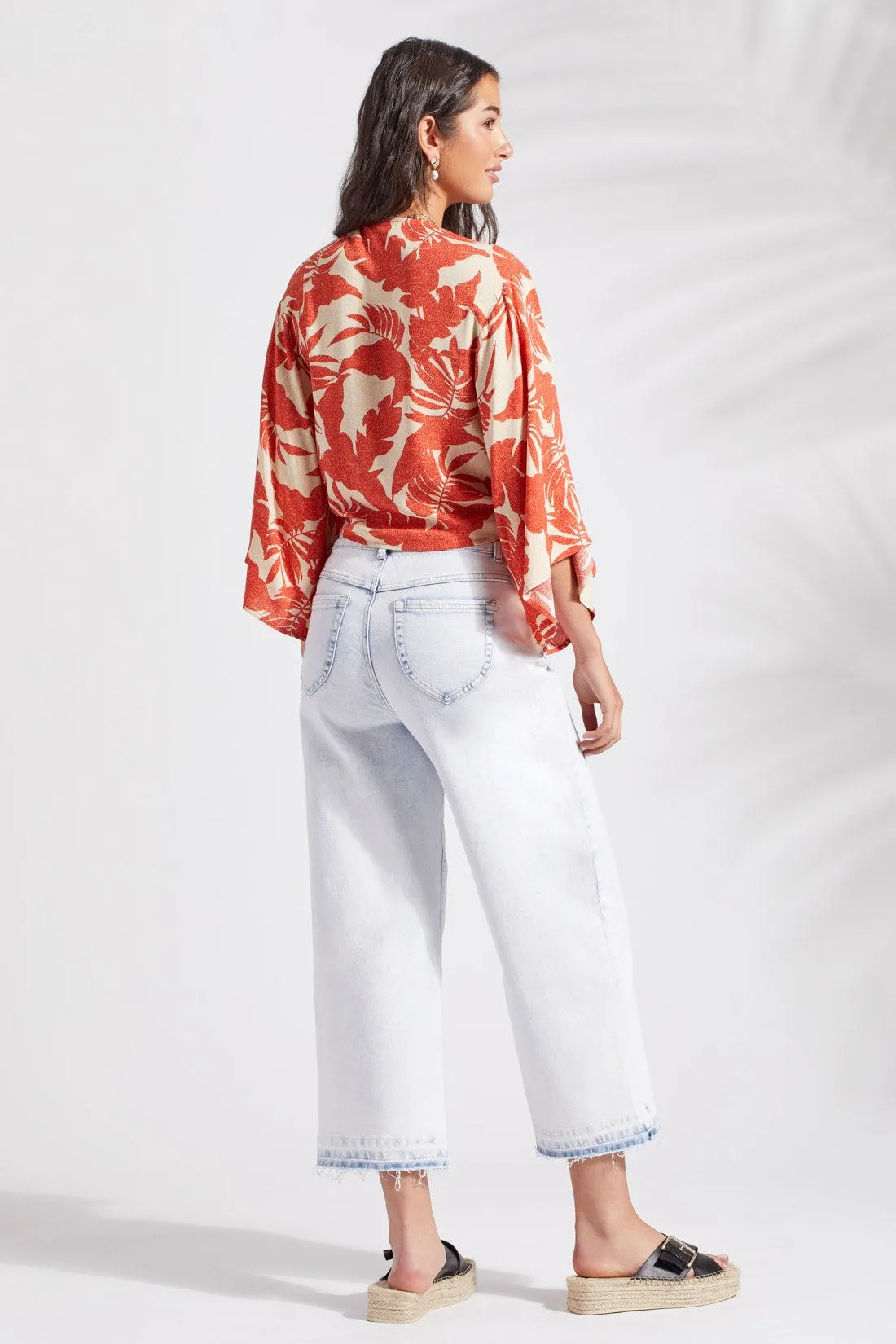 BROOKE HIGH RISE WIDE LEG CROP JEANS-Blue white sold by Tribal product image thumbnail 4