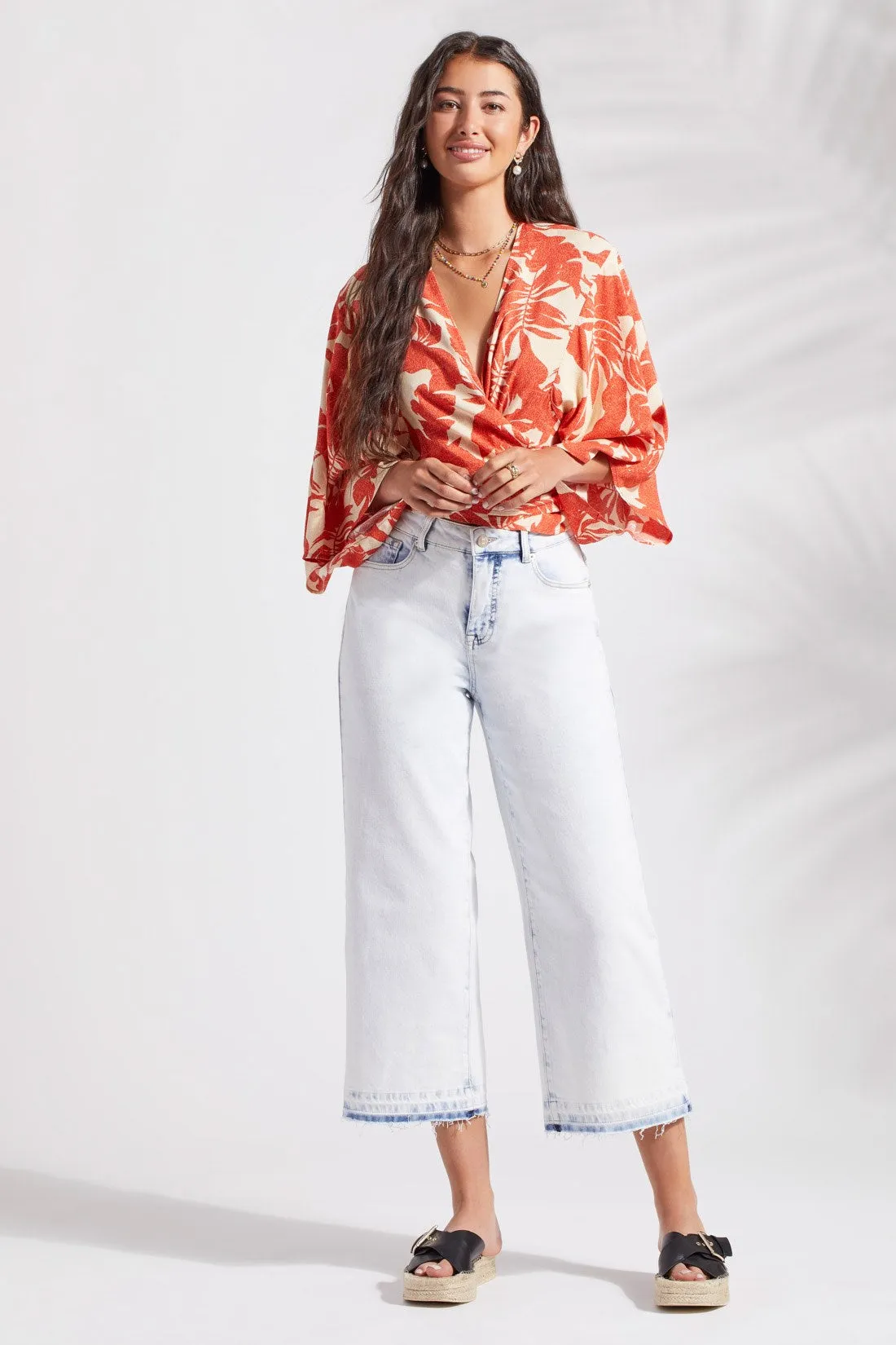 BROOKE HIGH RISE WIDE LEG CROP JEANS-Blue white sold by Tribal