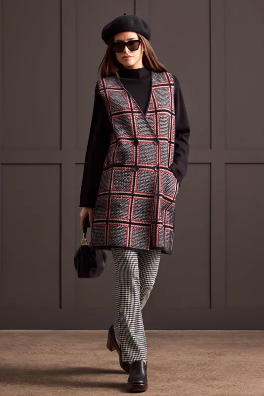 Houndstooth Jacquard Pull-On Pant-Black sold by Tribal