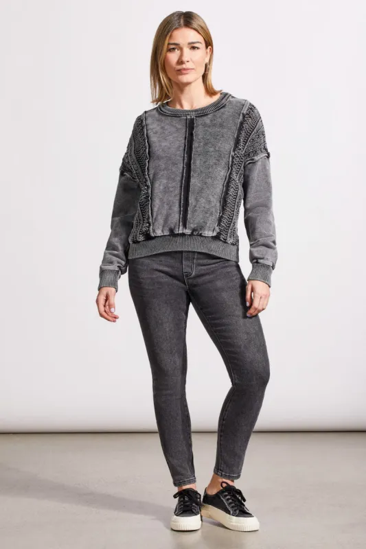 Stonewash Mix Media Raglan Pullover-Black sold by Tribal